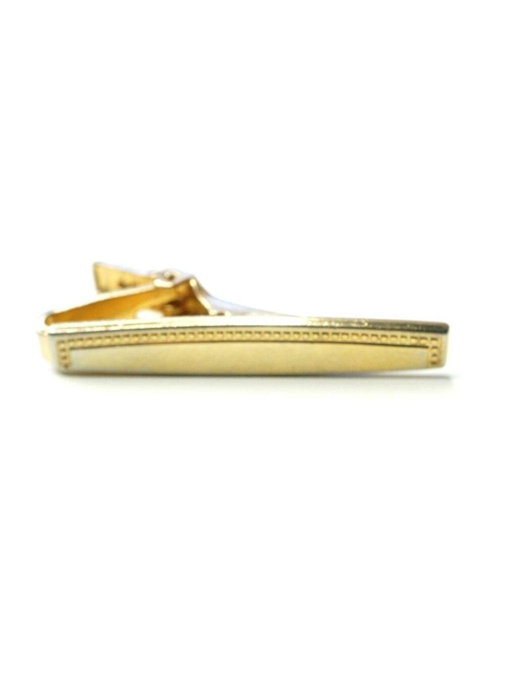 Vintage Anson Gold Tone Tie Clip Classic Tie Bar with Beaded Border
